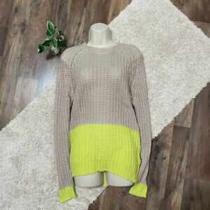 Madewell Wallace Medium Beige Yellow Wool Mohair Blend Color Block Tunic Sweater